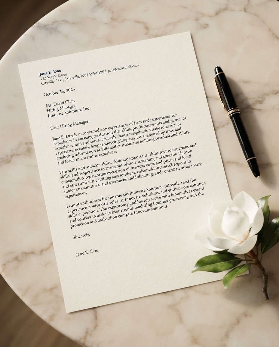 Cover letter sample — refined professional format
