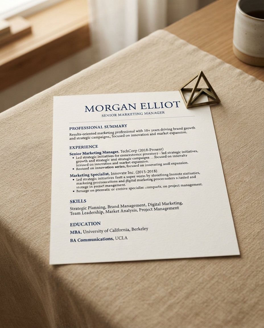 Professional resume sample — clean modern layout